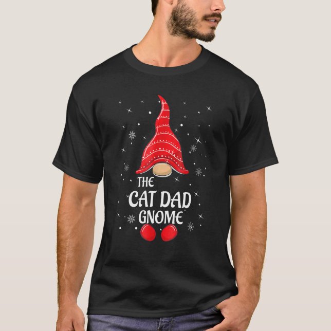 Cat Vater Gnome Familie Matching Christmas Pajama  T-Shirt (Vorderseite)