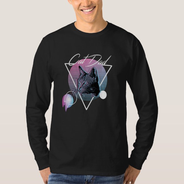 Cat Vater Retro Vaporwave Art Style T-Shirt (Vorderseite)