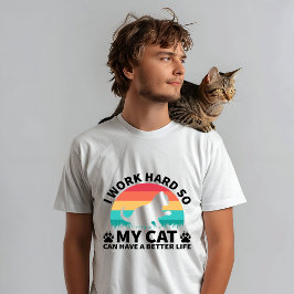 Cat Vater Shirt, ich arbeite hart für meine Katze, Tri-Blend Shirt