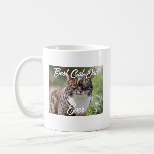 Cat Vater Tasse - Benutzerdefiniertes Foto und Nam (Links)