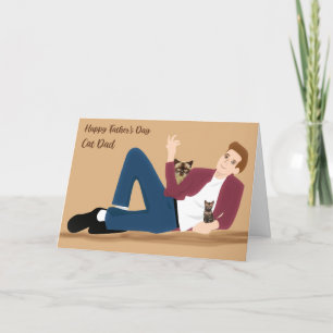 Cat Vater Vathers Day Card Mann mit Katze Dankeskarte
