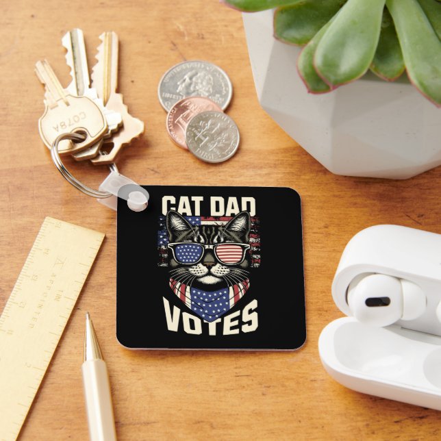 Cat Vater wählt Niedlich die amerikanische Flagge Schlüsselanhänger (Schreibtisch)