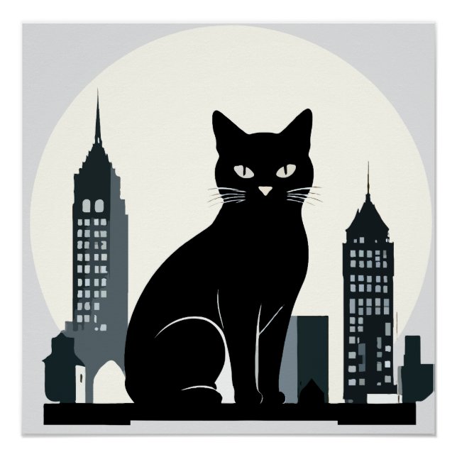 Cat Vector Art Animal Modern Urban Graphic City Poster (Vorderseite)