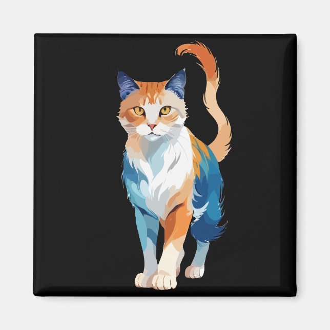 Cat Vector Art mit lebhaften Farben Magnet (Vorne)