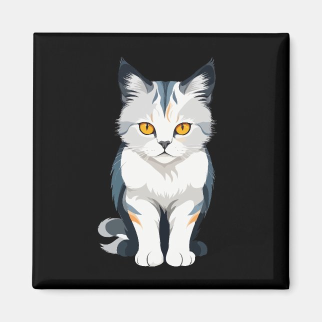Cat Vector Art mit lebhaften Farben Magnet (Vorne)