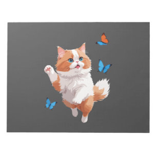 Cat Vector Painting Adorable Fun Spielen Schmetter Notizblock