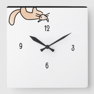Cat-Verkleidung von Cartoon Quadratische Wanduhr
