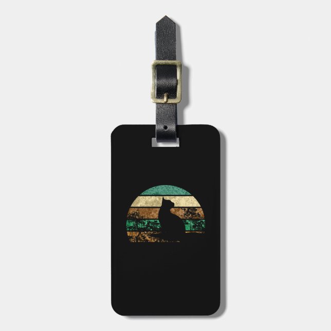 Cat Vintag Achtzigartige Katze Retro gestört Gepäckanhänger (Vorderseite vertikal)