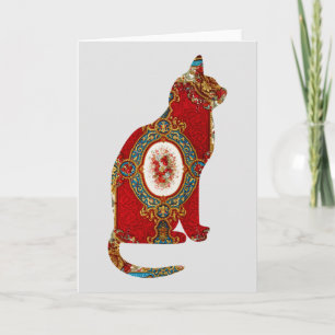 Cat Vintag Floral Card Serie 12 Karte