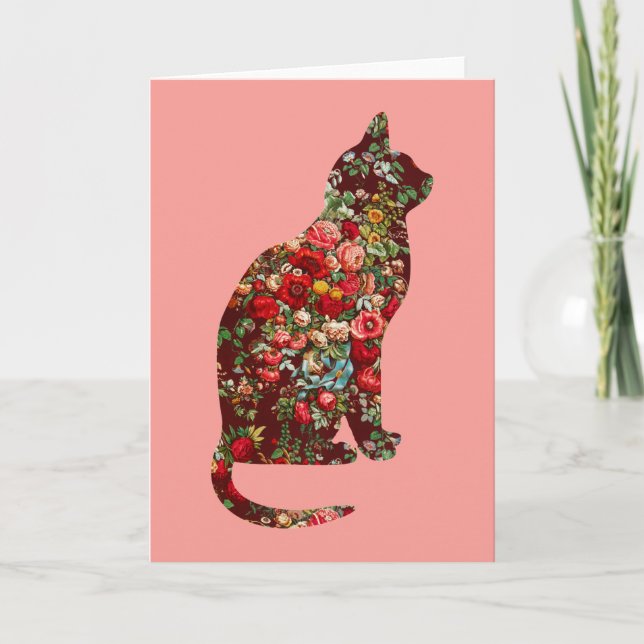 Cat Vintag Floral Card Serie 13 Karte (Vorderseite)