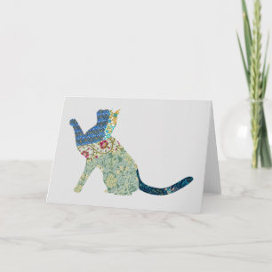 Cat Vintag Floral Card Serie 3 Karte