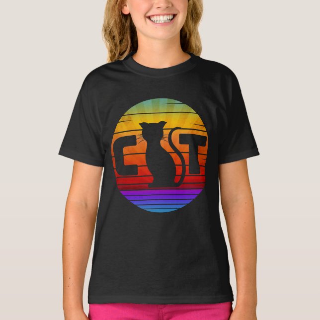 CAT VINTAG SUNSET T-Shirt (Vorderseite)