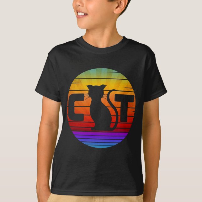 CAT VINTAG SUNSET T-Shirt (Vorderseite)
