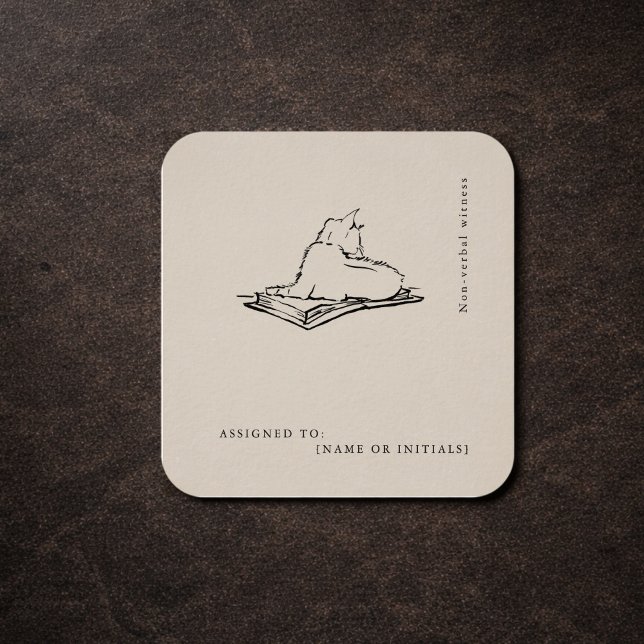 Cat Vintage Scientific Art | Dark Academia  Quadratischer Aufkleber (Von Creator hochgeladen)