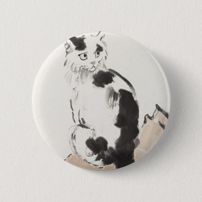 Cat (von Xu Beihong) Button (Vorderseite)