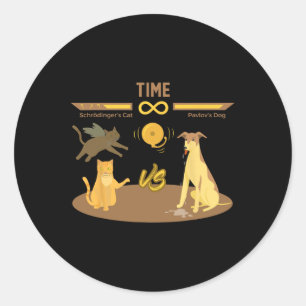 Cat Vs Pavlovs Dog Funny Video Game Runder Aufkleber