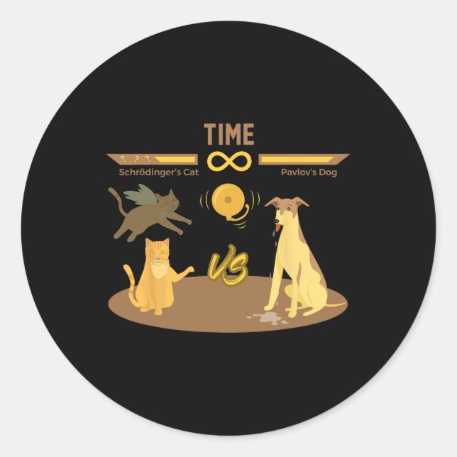 Cat Vs Pavlovs Dog Funny Video Game Runder Aufkleber (Vorderseite)