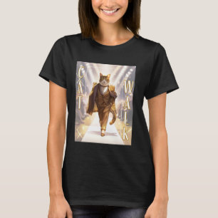 Cat-Walk - trendige Katzenillustration - Katze auf T-Shirt
