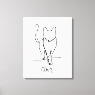 Cat Walking Zeichnend Print One Line Personalisier Leinwanddruck