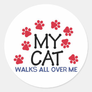 Cat Walks Paws Runder Aufkleber
