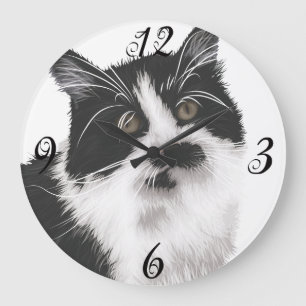 Cat Wall Clock Große Wanduhr