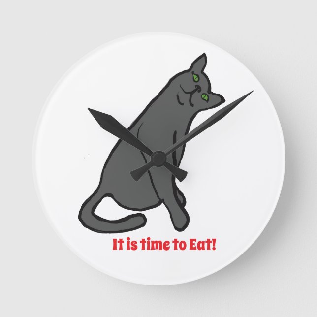 Cat Wall Clock Runde Wanduhr (Vorderseite)
