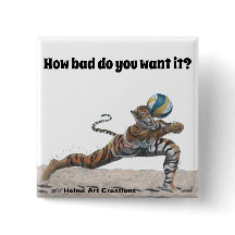 Cat Warrior Beach Volleyball Fantasy Art Button