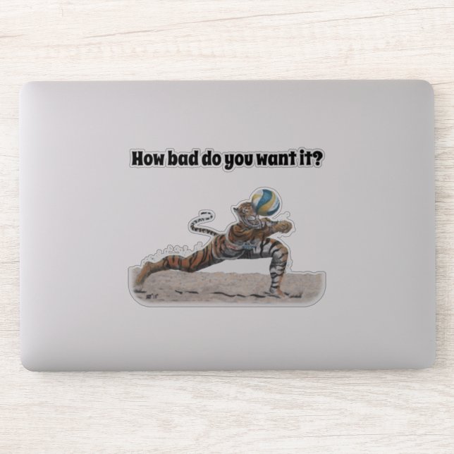 Cat Warrior Beach Volleyball Fantasy Art Sticker (Computer)