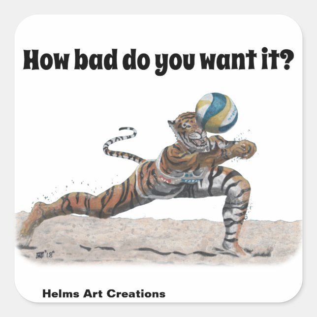 Cat Warrior Playing Volleyball Fantasy Art Sticker (Vorderseite)