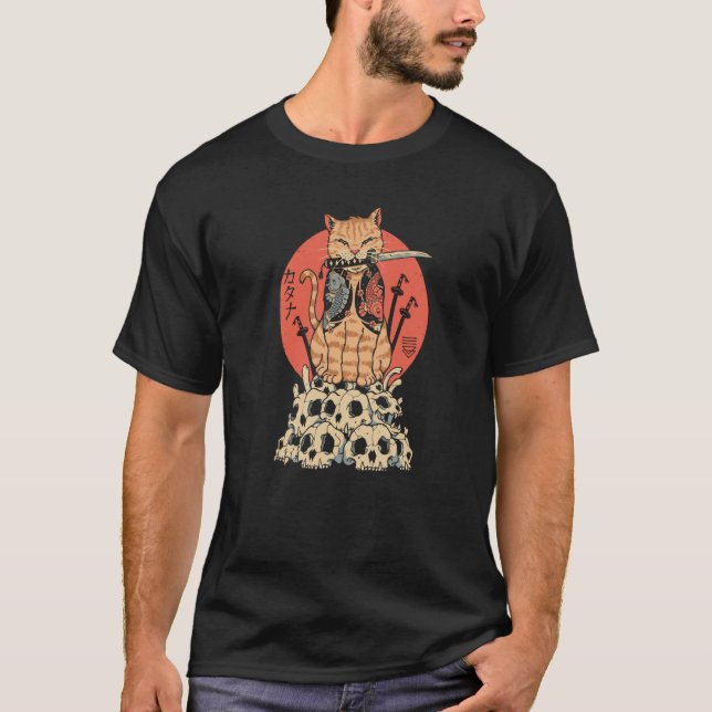 Cat Warrior Skulls T-Shirt (Vorderseite)