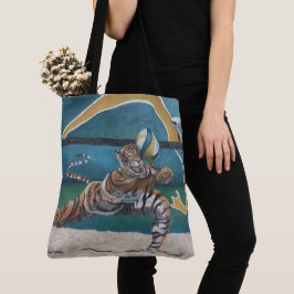 Cat Warrior spielt Beach Volleyball Graphic Tasche