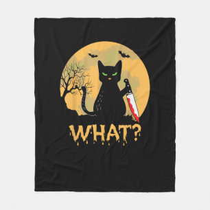 CAT WAS_ Murderous Black Cat mit Knife Halloween Fleecedecke