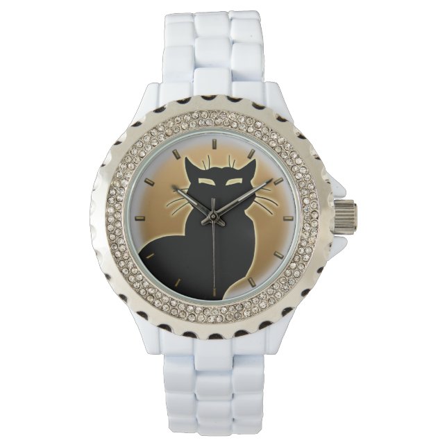 Cat Watch Black Cat Wrist Watch Cat Lover Jewery Armbanduhr (Vorderseite)