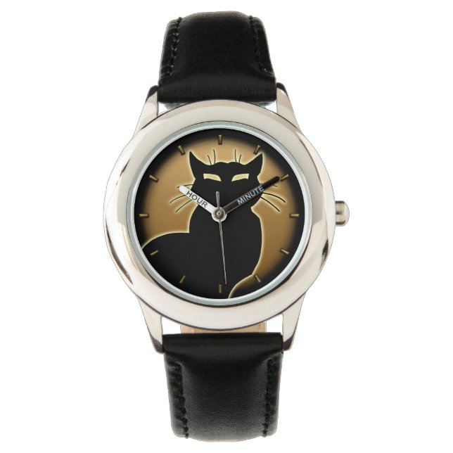 Cat Watch Black Cat Wrist Watch Cat Lover Jewery Armbanduhr (Vorderseite)