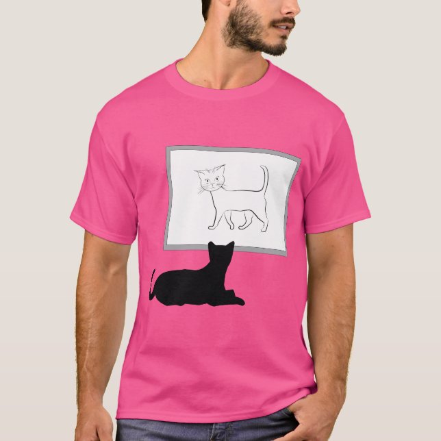 Cat Watching Chat Art T-Shirt (Vorderseite)