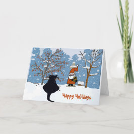 Cat Watching Santa Holiday Card Feiertagskarte
