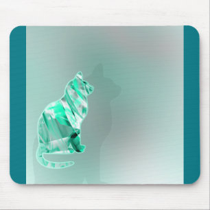 Cat Watercolor Animal for Rainbow Green Cat Lovers Mousepad