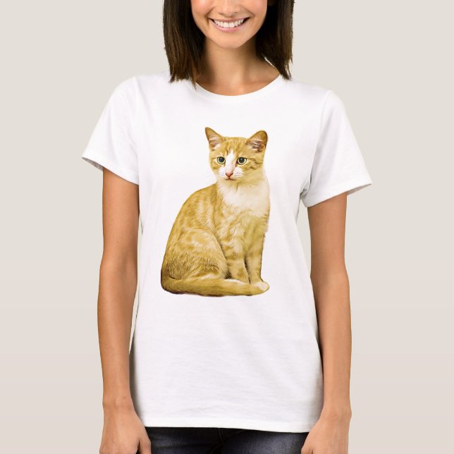 Cat Watercolor Art Malerei T-Shirt (Vorderseite)