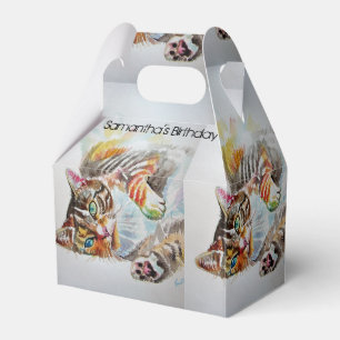 Cat Watercolor Geburtstagsparty Cake Fevor Box Geschenkschachtel