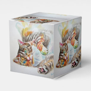 Cat Watercolor Geburtstagsparty Cake Fevor Box Geschenkschachtel