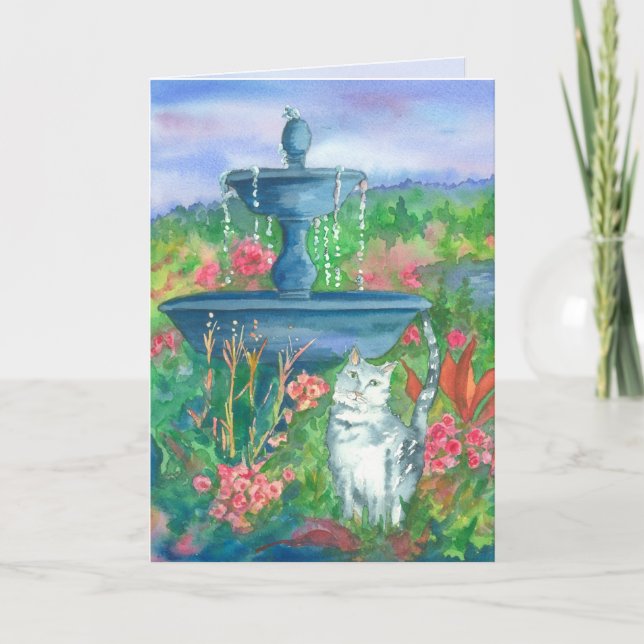 Cat Watercolor Painting Happy Birthday Karte (Vorderseite)