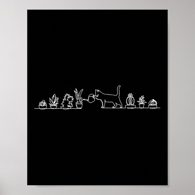 Cat Watering-Pflanze Poster (Vorne)