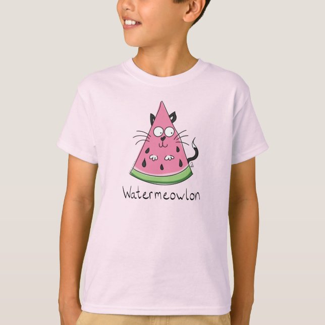 Cat Watermelon Niedlich Kid's T-Shirt (Vorderseite)