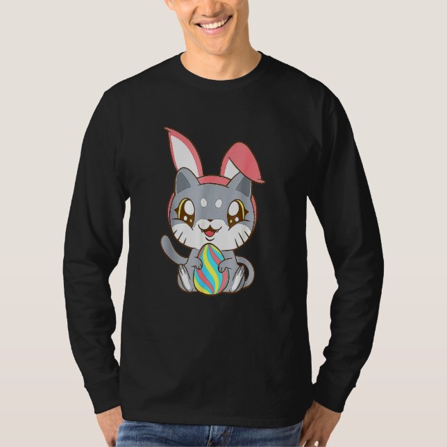 Cat Wear Bunny Ear Bunny Kitty Cat Happy Easte T-Shirt (Vorderseite)