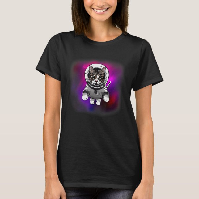 Cat Wearing Astronaut Suit Flying in The Space  Ca T-Shirt (Vorderseite)