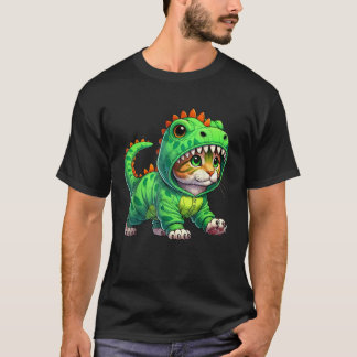 Cat Wearing Dinosaur Kostüm Halloween Cosplay T R T-Shirt