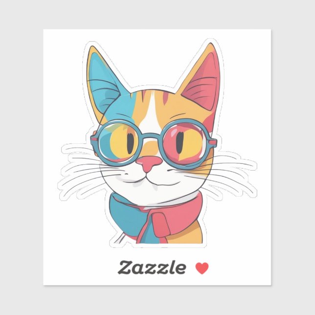 Cat Wearing Glasses Clipart-78198 Aufkleber (Blatt)