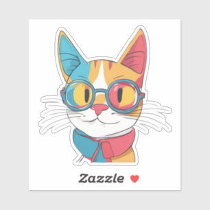 Cat Wearing Glasses Clipart Aufkleber