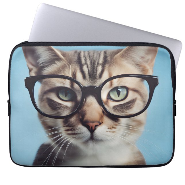 Cat Wearing Glasses Laptopschutzhülle (Vorderseite)