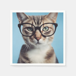 Cat Wearing Glasses Serviette